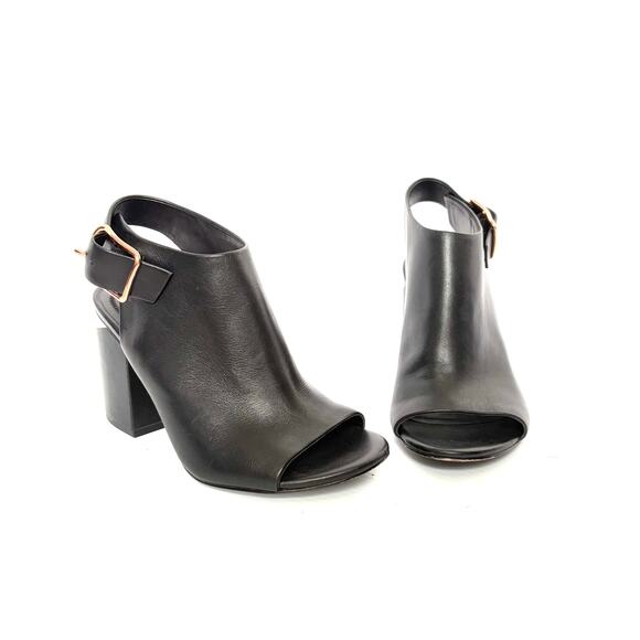 Alexander Wang Nadia Leather Peep-Toe Block Heel Sandals 35.5 Rose Gold - Picture 2 of 9